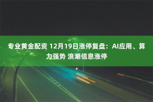 专业黄金配资 12月19日涨停复盘：AI应用、算力强势 浪潮信息涨停