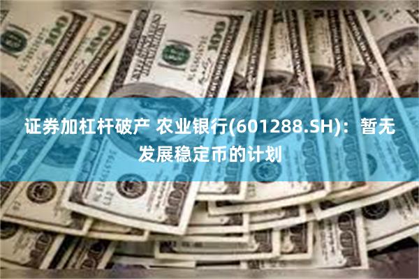 证券加杠杆破产 农业银行(601288.SH)：暂无发展稳定币的计划
